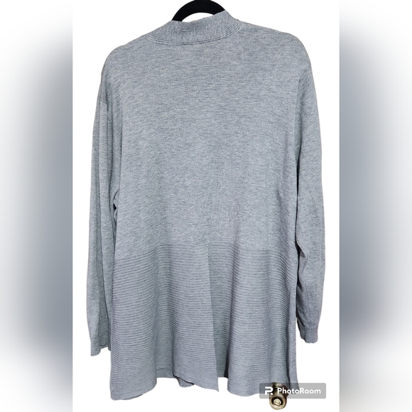 Gray Open Front Long Cardigan, sz 20 - Picture 2 of 6